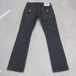 True Religion Jeans Mens 31 Straight Flaps Black Denim Pants Casual Designer *